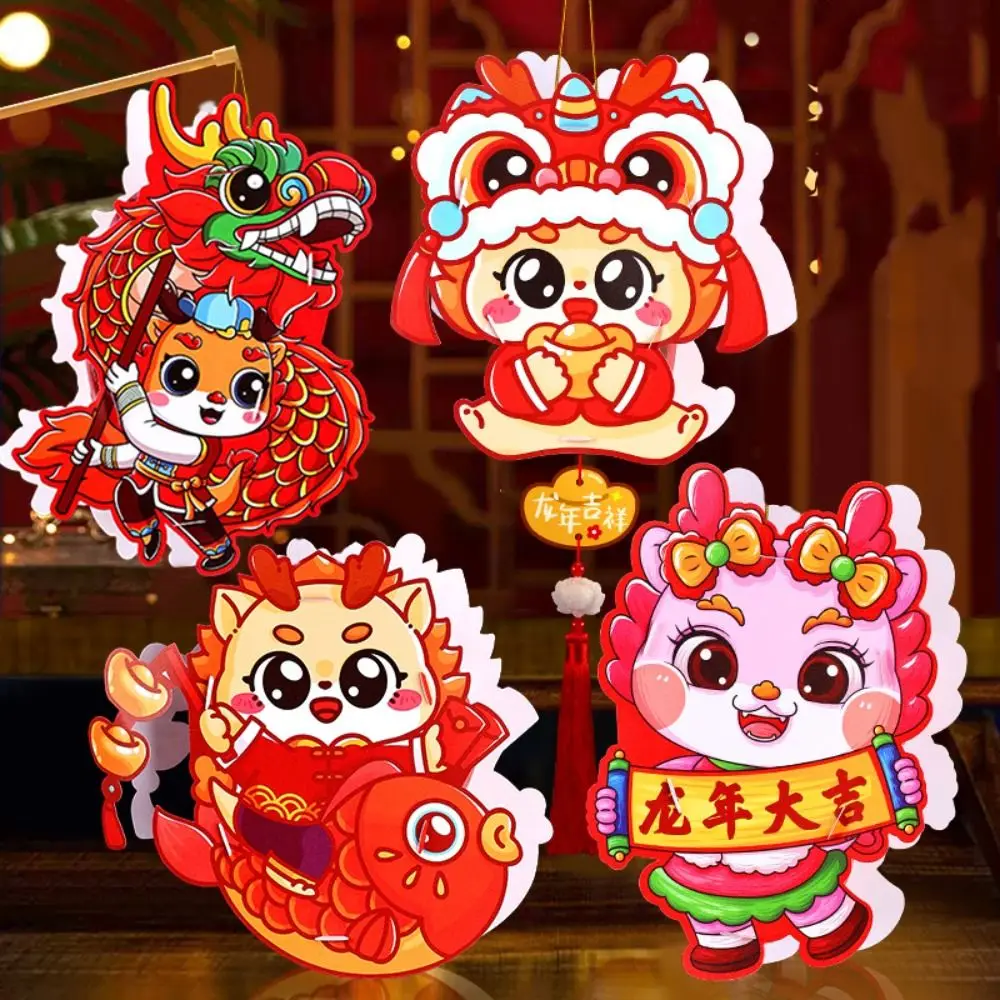 

Handmade Dragon Year Lantern DIY Luminous Handheld New Year Paper Lantern Glowing PVC Spring Festival Luminous Lanterns