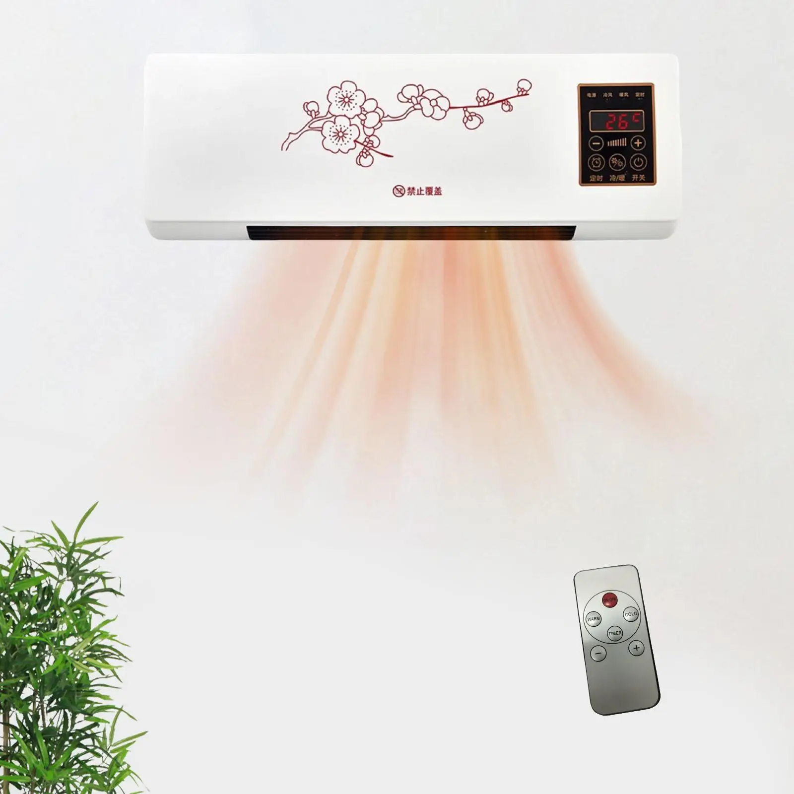 Electric Heater Mute Winter Heating Fan Energy Saving Small Space Heater with Remote Control for Bathroom Household Living Room