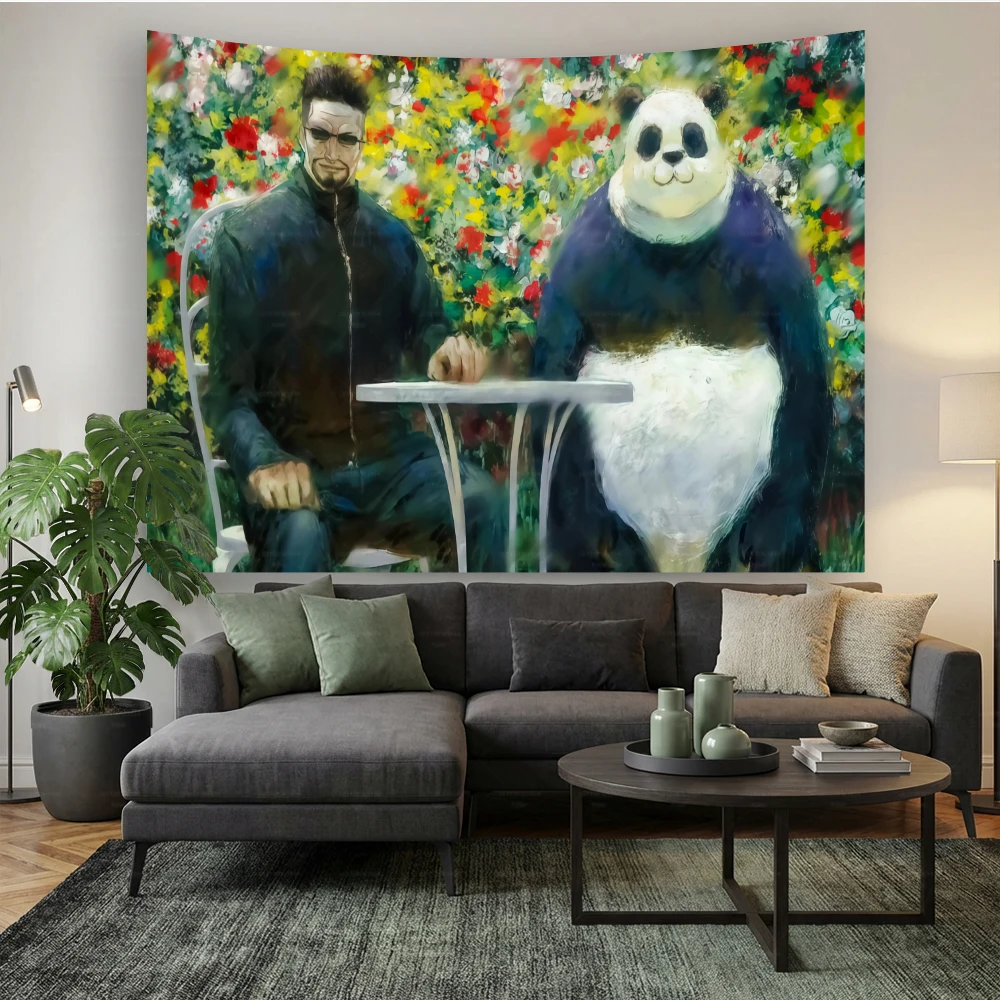Jujutsu Kaisen Panda Wandteppich - Anime Wandbehang für Schlafzimmer, Wohnzimmer & Studentenwohnheim, JJK Anime-Fan Dekoration