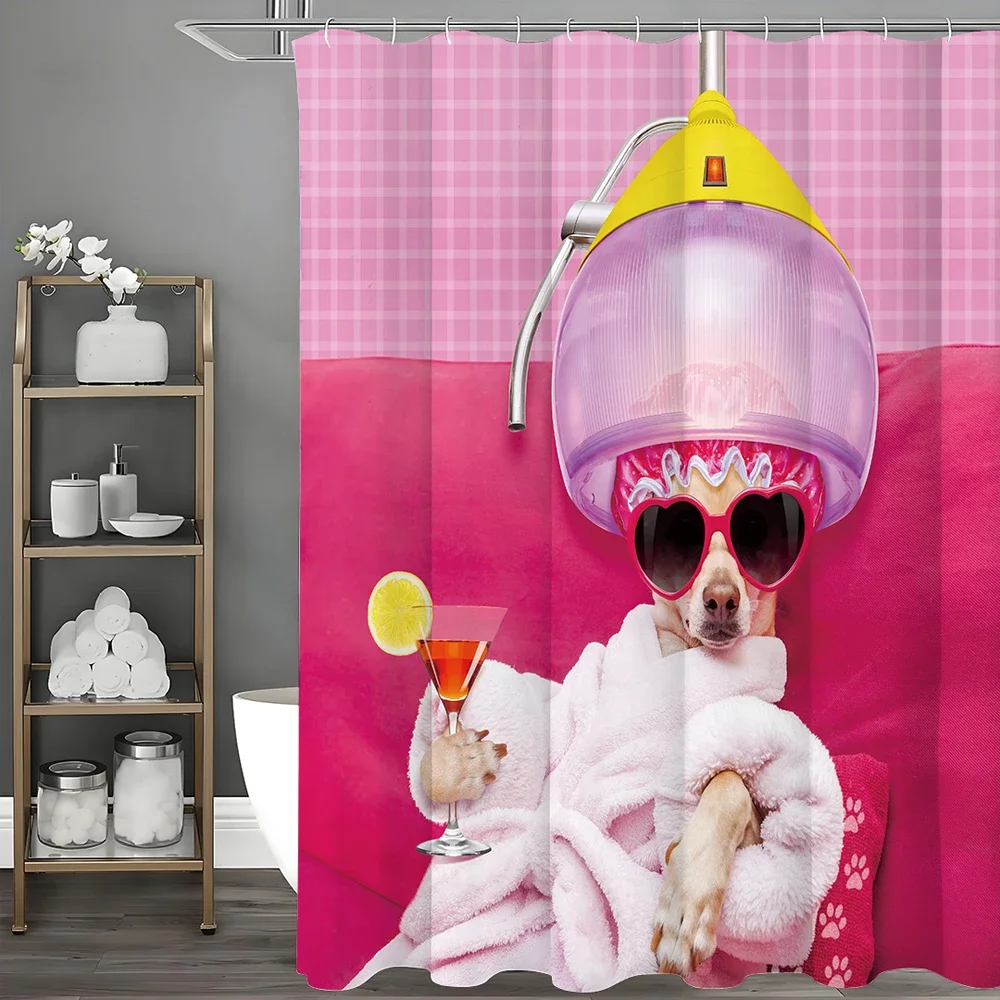

Занавеска для душа Chihuahua Do Hair Fun, декоративная занавеска для душа для ванной комнаты, водонепроницаемая занавеска для душа с крючками