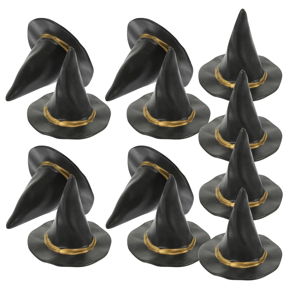 

12 Pcs Baby Hat Small Hats for Cake Decor Broom Tiny Crafts Miniature Black DIY Accessories