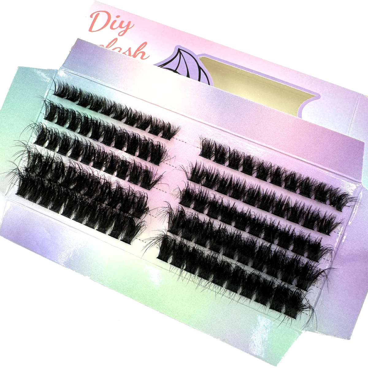 新しい 5 行 50D-120D ミックス 5D ふわふわ個別まつげクラスターエクステンションつけまつげ DIY 自宅クラスターメイクまつげツール