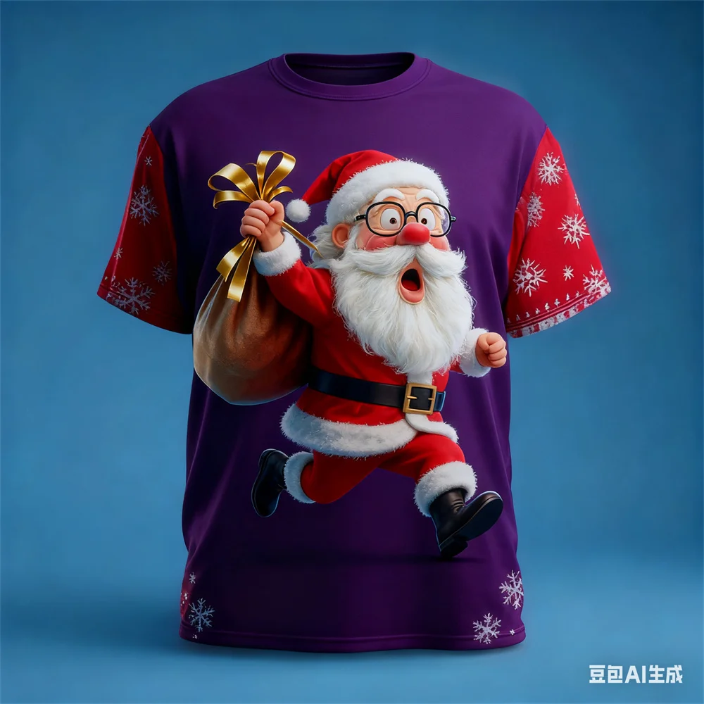 عيد الميلاد تي شيرت رجالي سانتا كلوز نمط طباعة الرجال النساء الجولة الرقبة تي شيرت عيد الميلاد الجرافيك تي شيرت جديد في بلايز و تيز