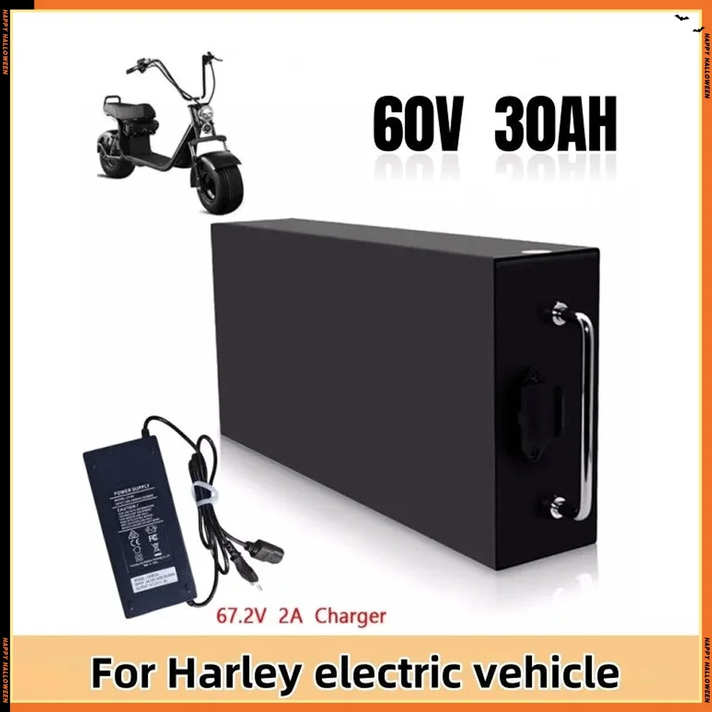 60V 20A-60Ah Electric Motorcycle Li-ion Battery Pack 2000W For Harley Two Wheel Foldable Citycoco Electric Scooter,Free Charger