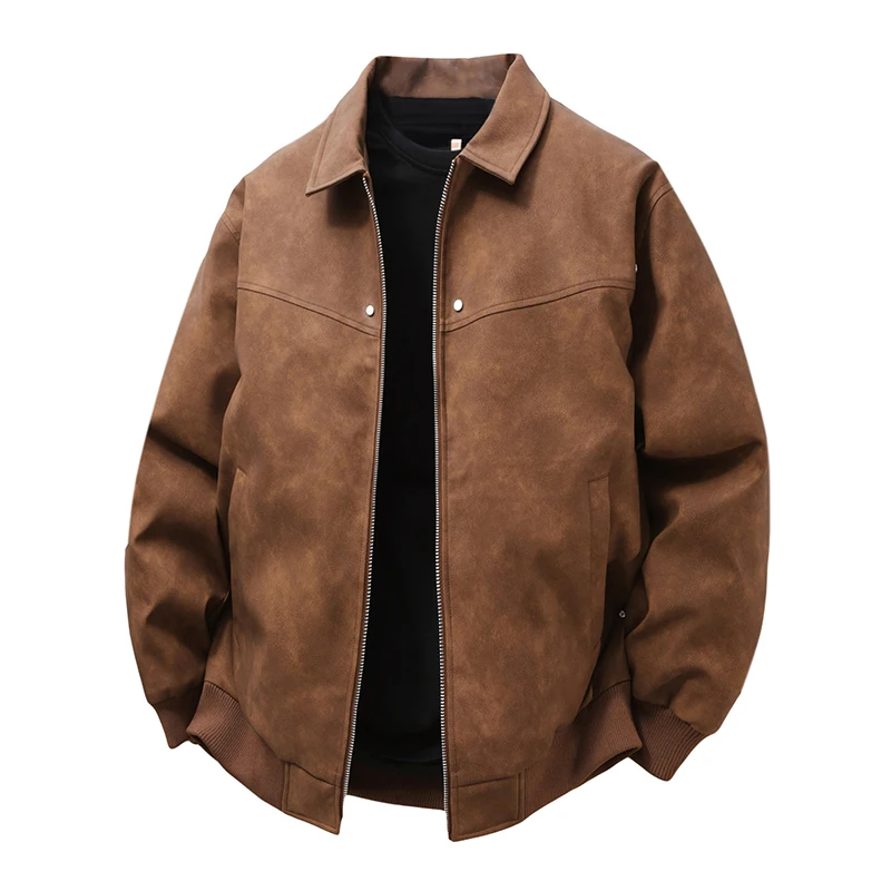 

New Men's Outdoor Sports and Leisure Imitation Leather Jacket Comfortable Fashionable Handsome High Quality Versatile Jacket