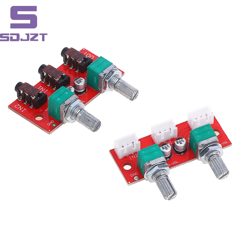 Dual Channel Stereo Audio Mixer Passive Signal Mixing Board 2 Input 1 Output Sound Equipment