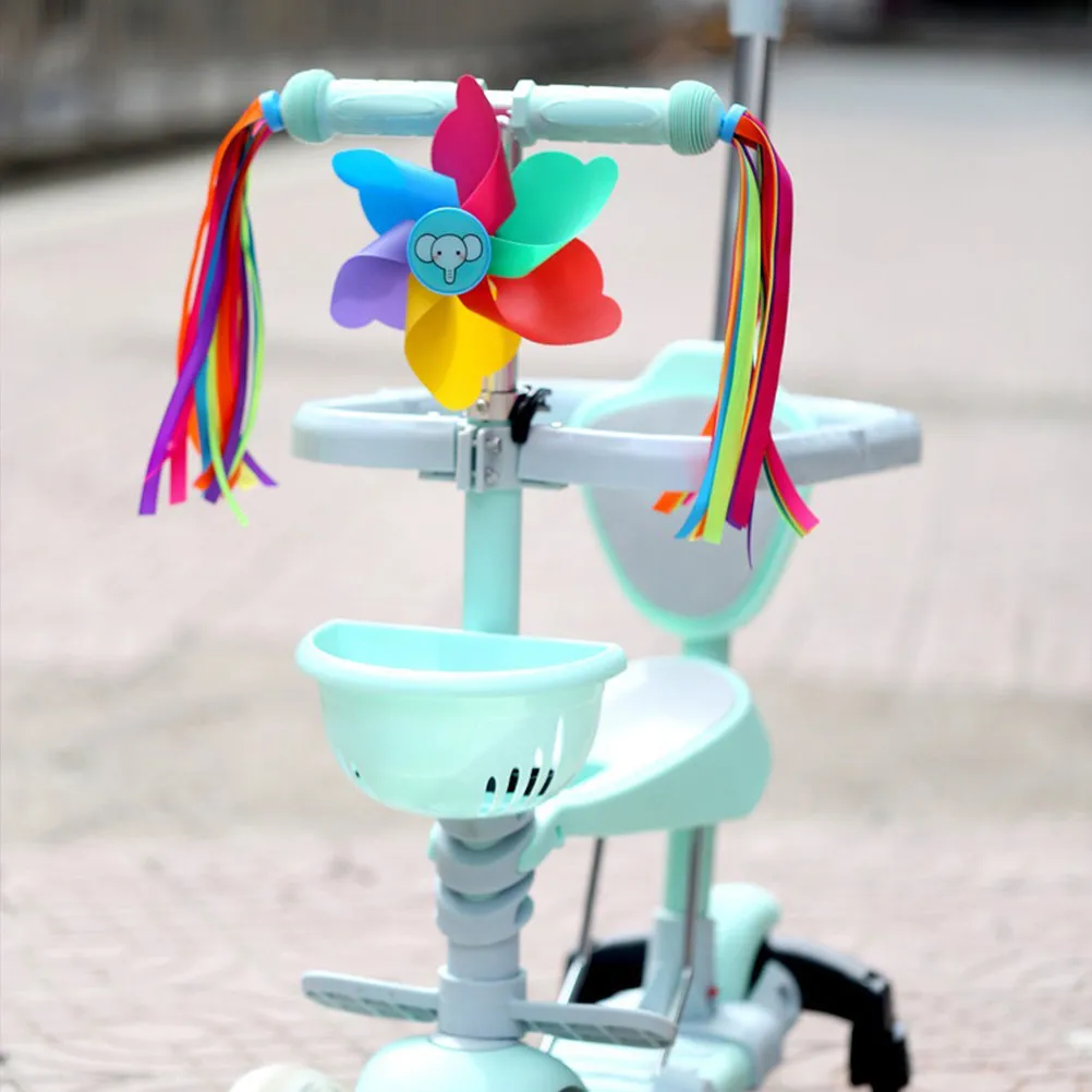 

2 шт. разноцветных ветряных мельниц для велосипеда, декор для детей, прочные, из ПВХ и нейлона, с принтом слона, легкие, аксессуары для детских велосипедов