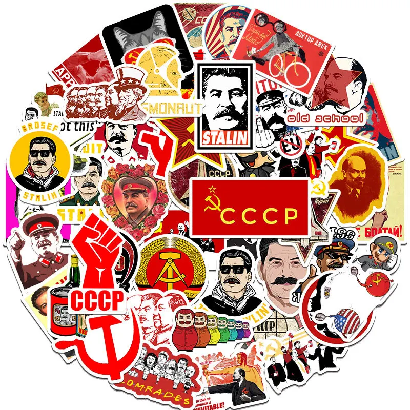 50 pçs união soviética cccp socialismo joseph stalin adesivos para garrafa de água copo portátil guitarra carro motocicleta bicicleta skate