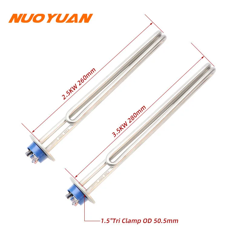 1.5 "ثلاثي المشبك (OD50.5) 2.5kw/3.5kw الفولاذ المقاوم للصدأ سخان مياه غاطس عنصر التدفئة للتخمير