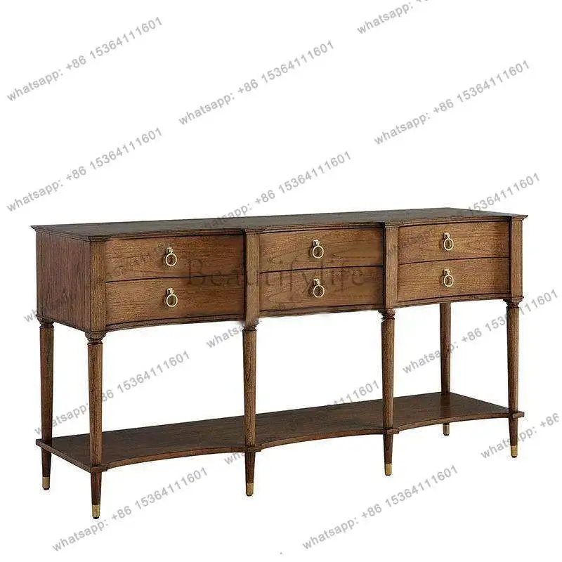 

American retro solid wood entrance living room wall-mounted cabinet Nordic light luxury bedroom bedside storage cabinet