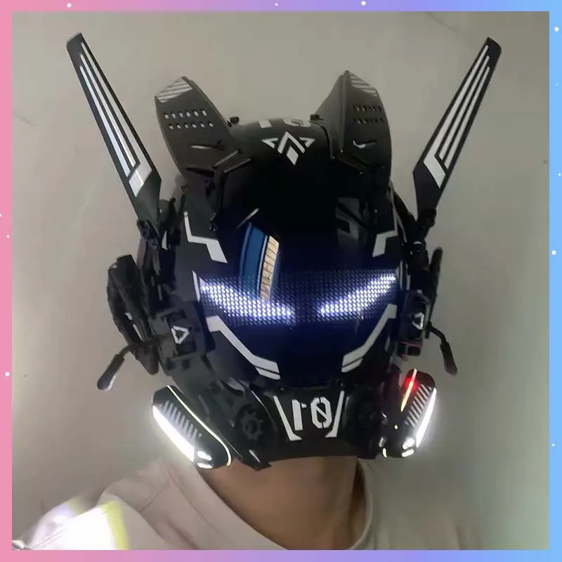 Cyber Punk Mask With LED Screen Light 01 Series Cosplay Costumes Mech Soldier Mask With APP Control Helmet Halloween Party Props