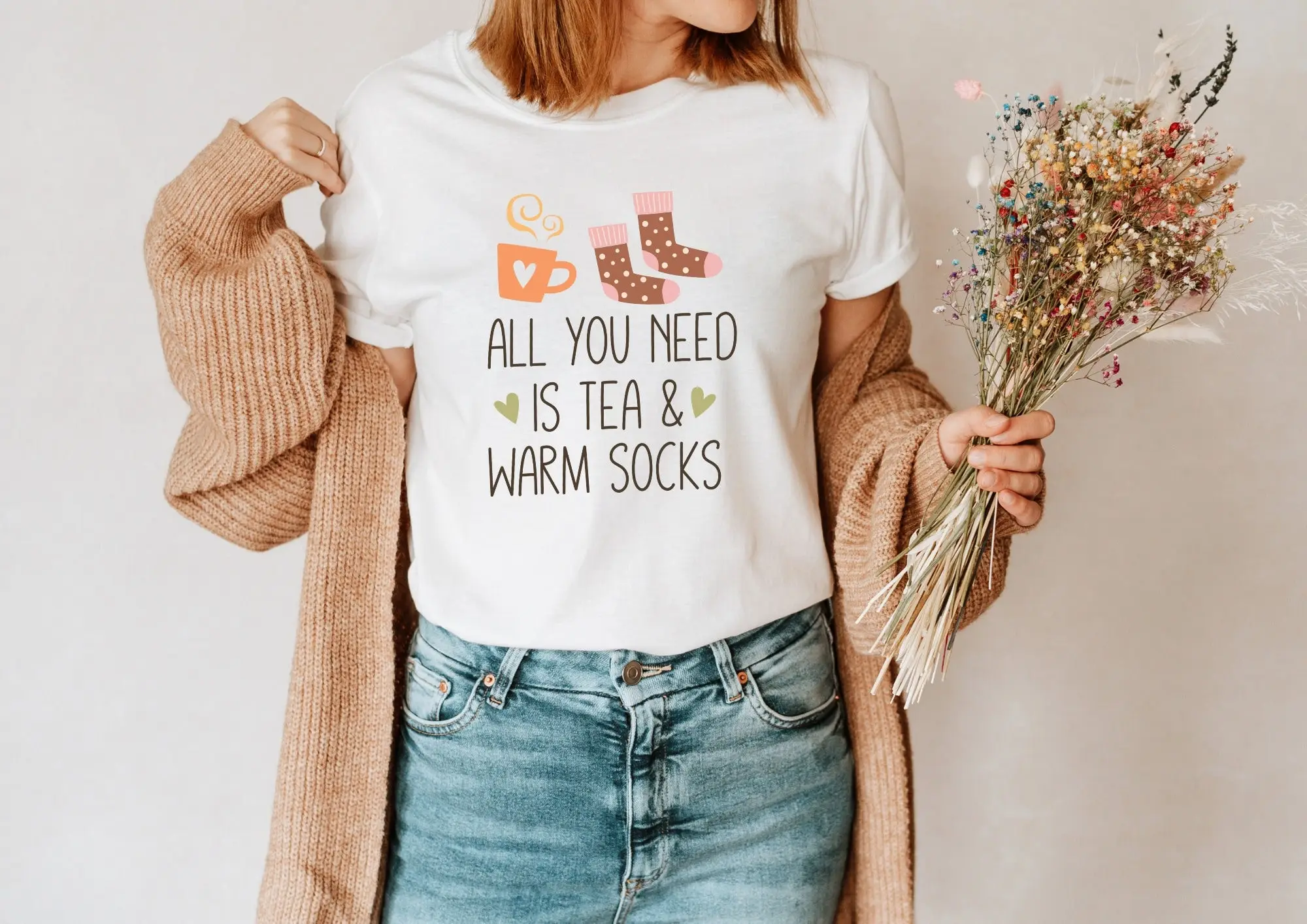 Autumn T Shirt Tea And Socks Boho Clothing Motif