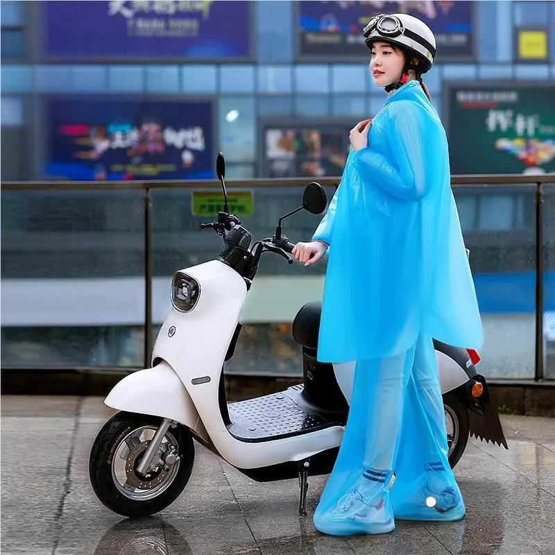 Thickened Portable  Vehicle One-time Overalls Full-body with Shoes Raincoat Transparent Foot-covering Large Size Rain...