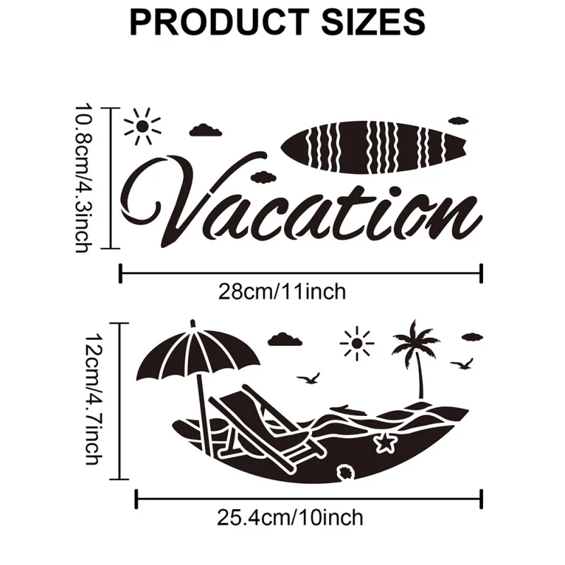 استنسل نصف دائري للرسم على الخشب ، نصف دائري ، تركيبة مجانية ، فواكه صيفية ، ترحيب على المحيط ، 12 في ، 12 في