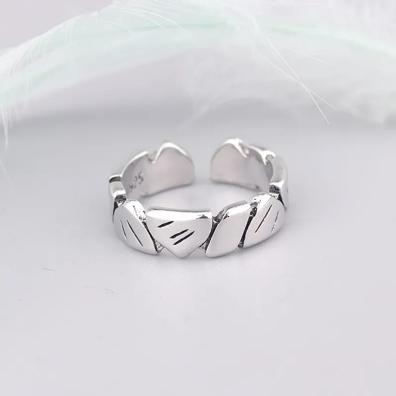Vintage Stone Temperature Ring Men Personality Trend Crack Index Finger Ring Fashion Old Anti Thai Silver Men Ring Jewelry