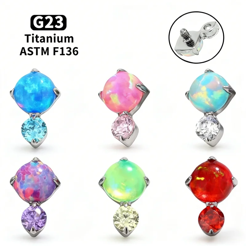 G23 Titan Labret Piercing Kleiner Zirkonia Aurora Protein Stein Lippenstecker Tragus Helix Knorpel Nasen- und Ohrschmuck