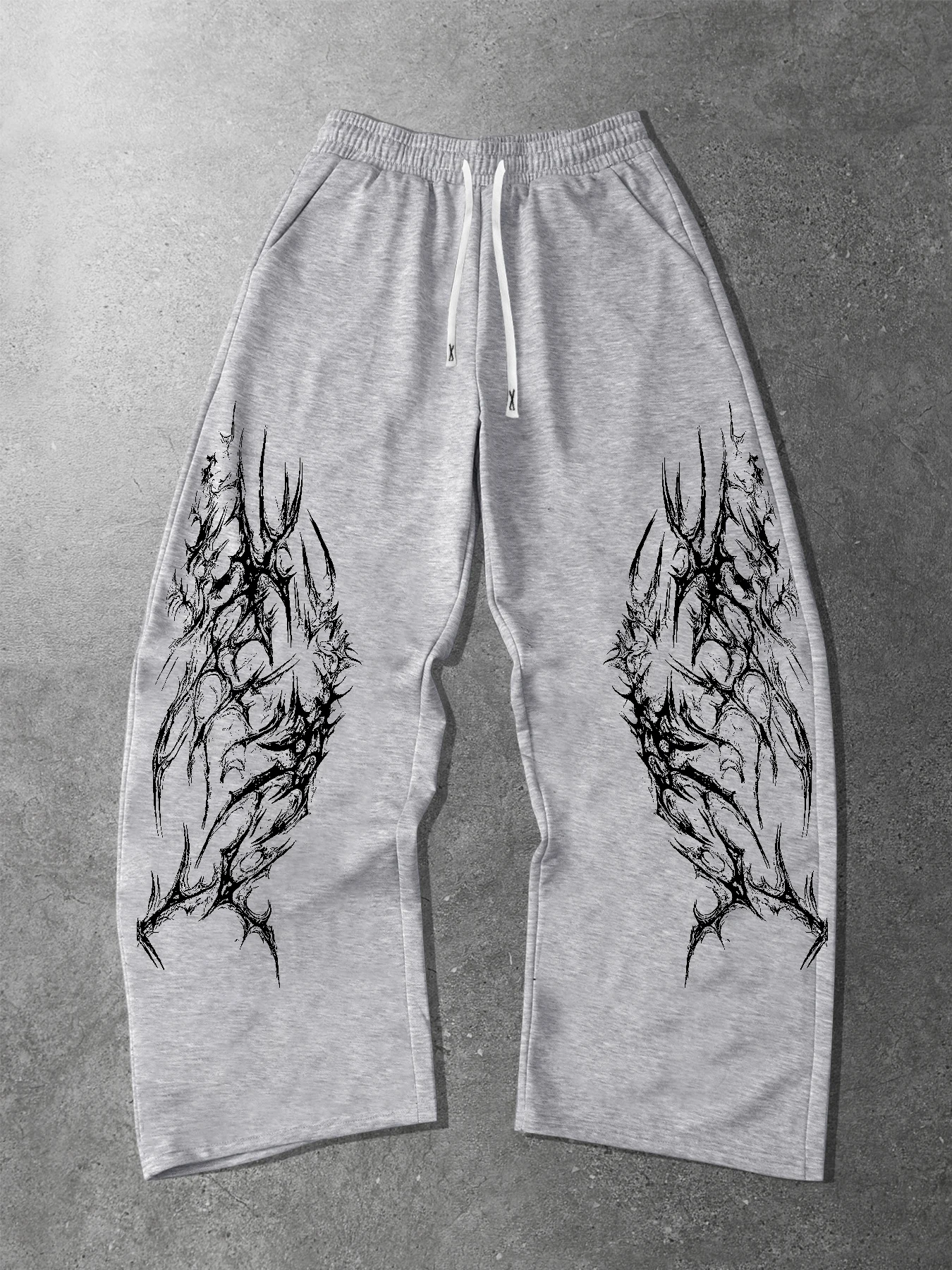 

Dark tattoo design men's casual sports loose straight leg trousers autumn new gothic style trousers sweatpants