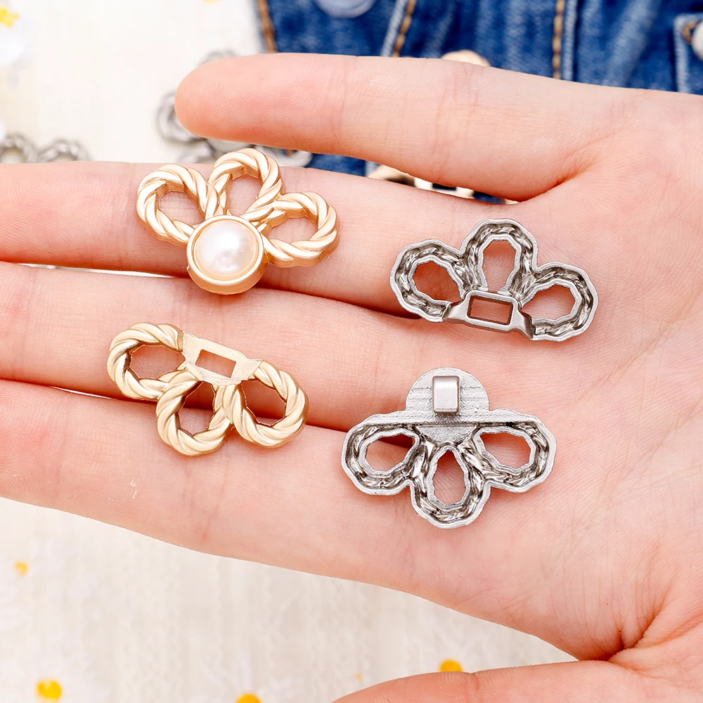 12pcs Metal Flowers Alloy Pants Tighten Waist Brooches Buckle Pins Waist Clip Adjustable Snap Detachable Button for Pants Jeans