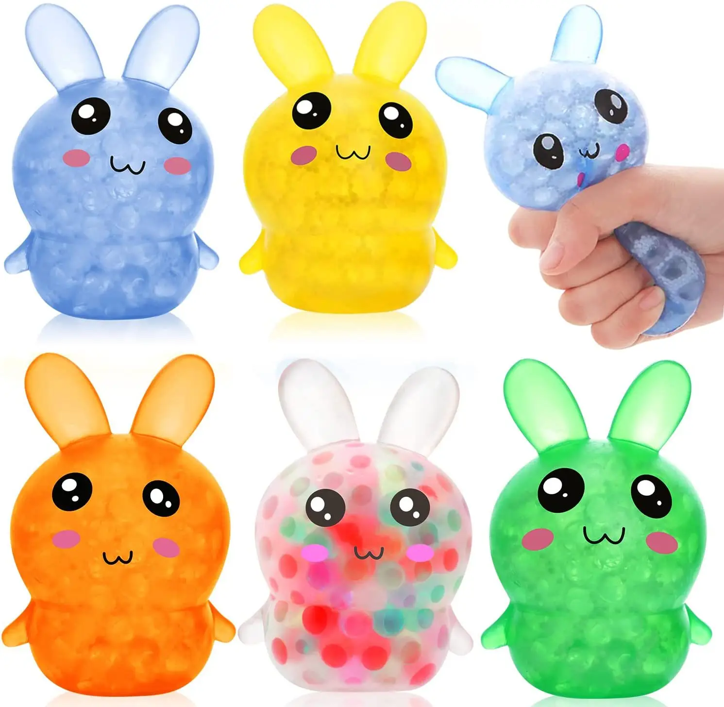 Easter Bunny Stress Balls - 5 Pack Sensory Fidget Toys For Kids And Adults Stress Balls With Colorful Water Beads