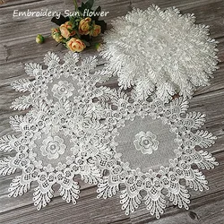 NEW round Lace flower embroidery placemat kitchen wedding Christmas table place mat cloth doily Table decoration and accessories