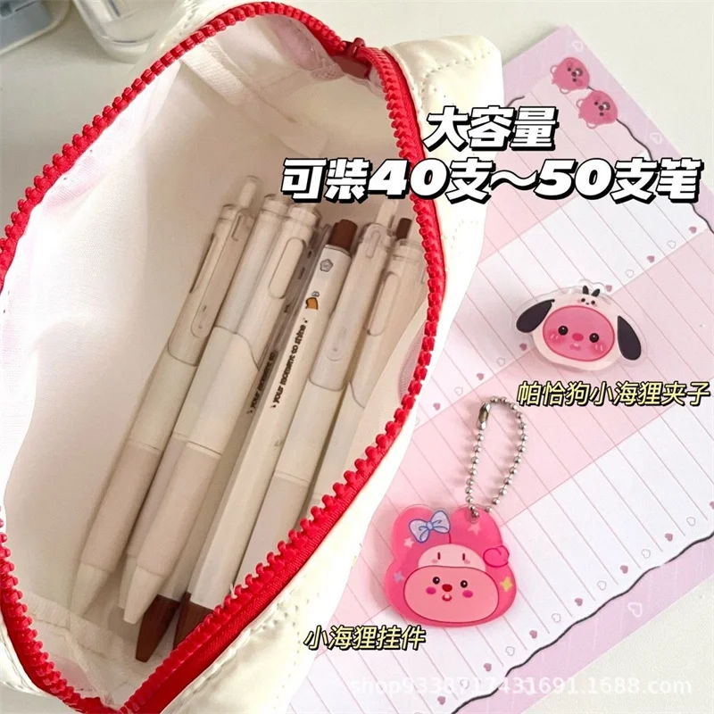 Kawaii Little Beaver Zipper Pen Bag Instagram Large Capacity Cartoon Cute High Appearance Student Stationery Storage Bag