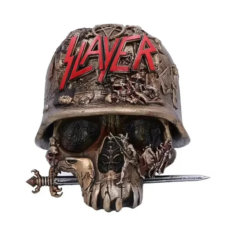 

Killer Skull Box Helmet Ornament Resin Crafts Collectibles Home Living Room Study Office Decoration Figurines