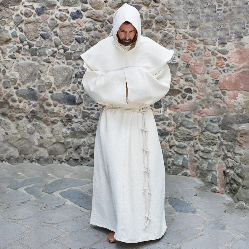 Renaissance Cosplay Mönchskutte Geistlichen-Schulterkleidung Brüderliche Religiöse Heiligen-Kostüm Herren Priester-Kappe Halloween-Party Übergrößen-Robe – Detail 7