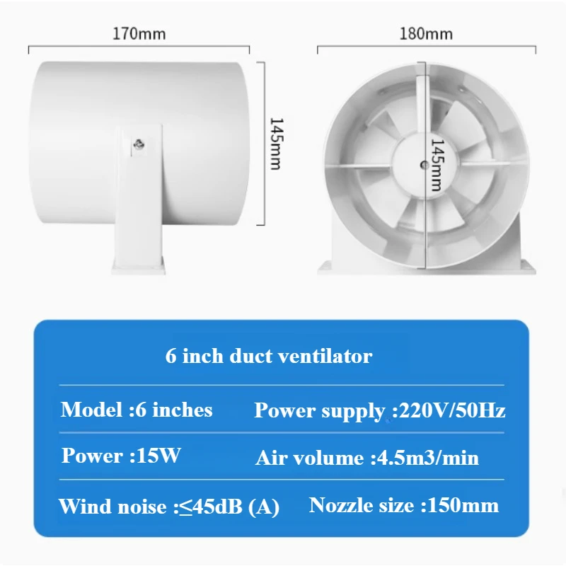 4/6/8 Inch 220V Silent Ventilation Air Vents Ventilator Extractor Removable Extractor Fan Ventilator Bathroom Kitchen Washroom