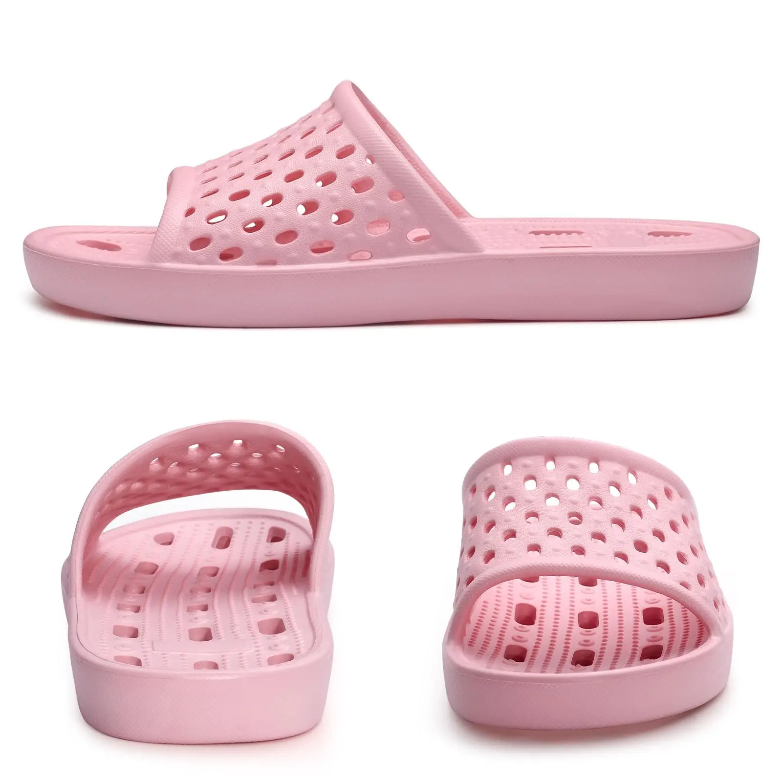 Shevalues Schnelltrocknende Damen-Duschpantoffeln, flache Slip-On-Hausschuhe, bequeme Badezimmer-Slides, rutschfeste Pool-Sandalen für den Fitnessbereich – Detail 17