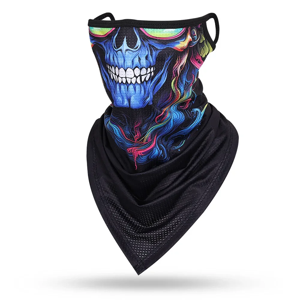 New 3D Skull Face Scarf Balaclava Earloop Anti-UV Dry Quick Ice Silk Sports Neck Gaiter Warmer Face Shield Summer Men Women Mask