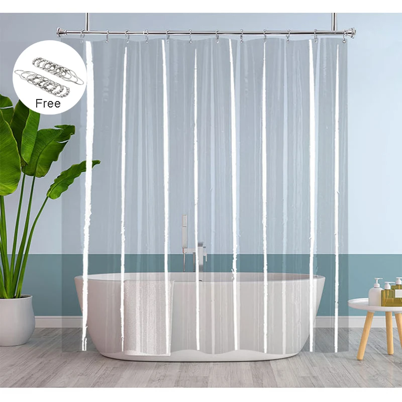 PEVA Clear Shower Curtain for Bathroom Waterproof Mildew Proof Translucency Bath Curtain Visible Bathtub Partition Screen Decor