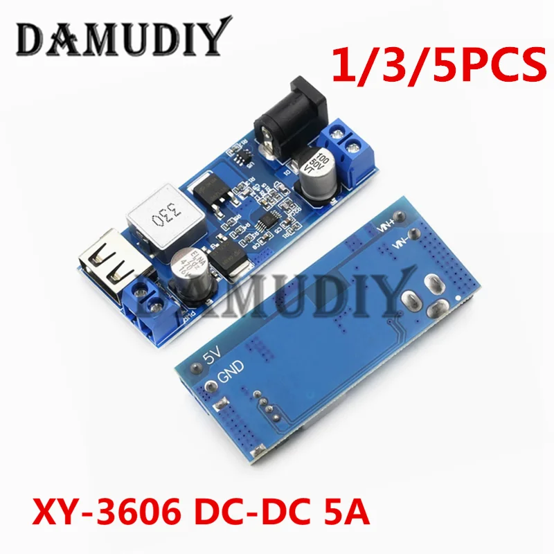 5pcs/1pc DC 5A Step-down Power Supply Module 24V/12V Wide Voltage 9-36V to 5V Power Converter XY-3606