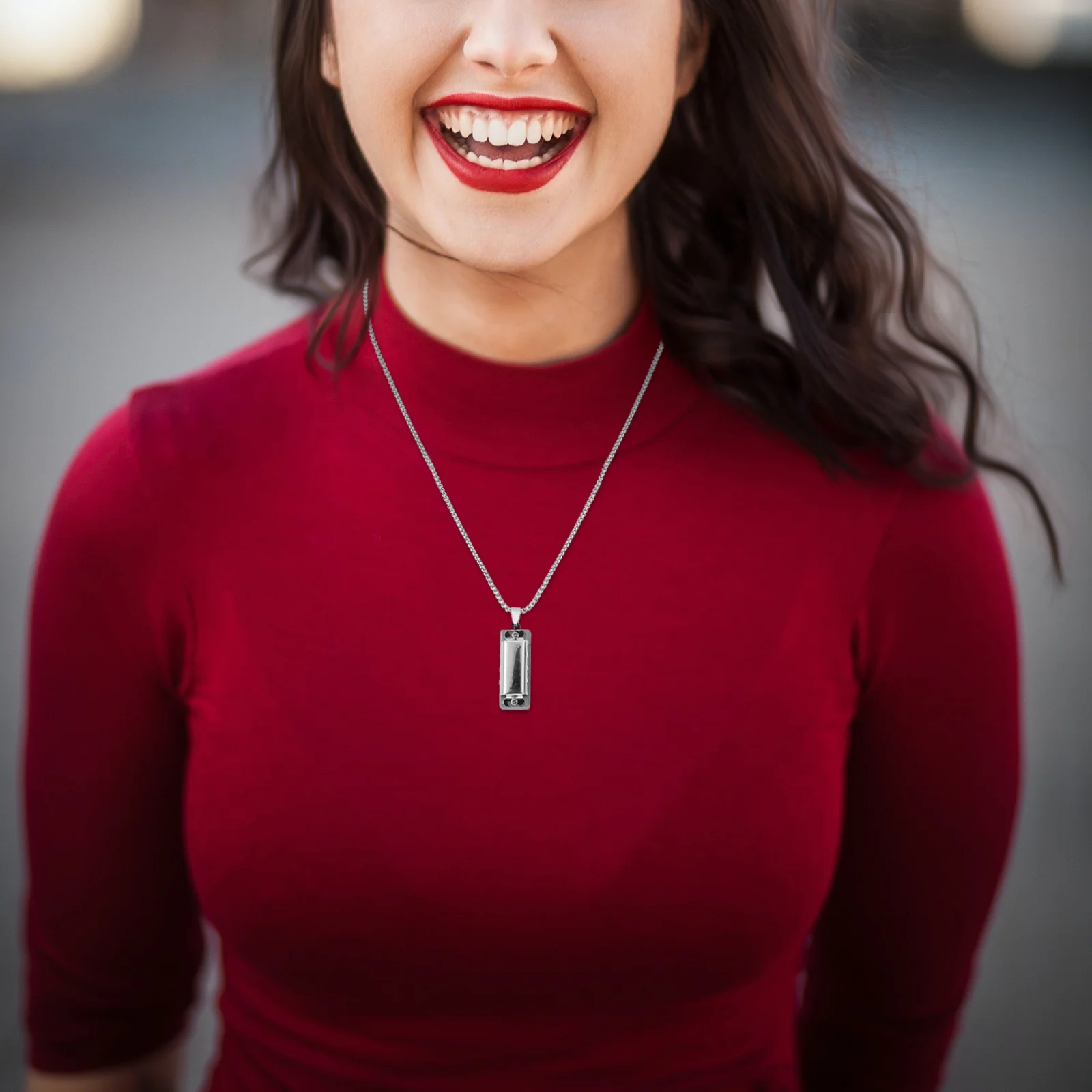 

Clothing Decor Accessory Cool Jewelry for Men Necklace Harmonica Pendant Handmade Hip Hop Instrument Festival Keychain