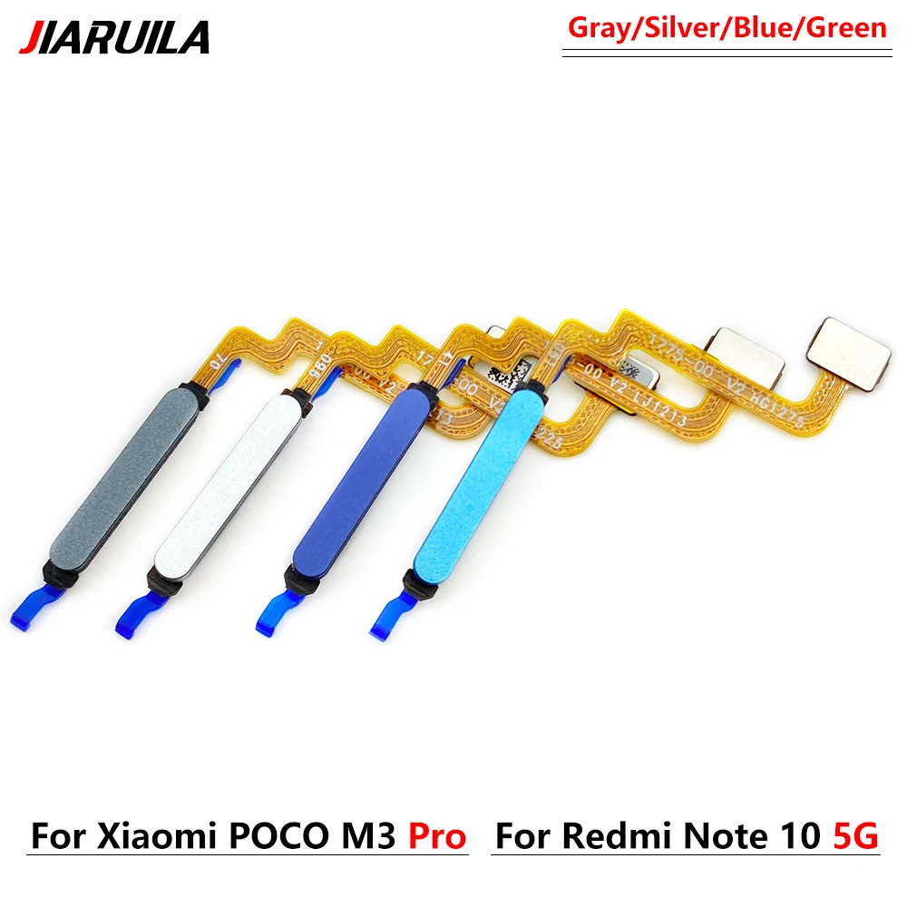 10Pcs， New For Xiaomi Poco M3 Pro / Redmi Note 10 5G Fingerprint Sensor Home Return Key Menu Button Flex Ribbon Cable