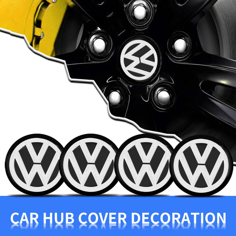 4Pcs 56mm Car Wheel Stickers Center Hub Cap Car Emblem Badge Decal For Volkswagen CC MK7 MK6 MK5 Ibiza Leon Golf-4 5 6 7 Passat