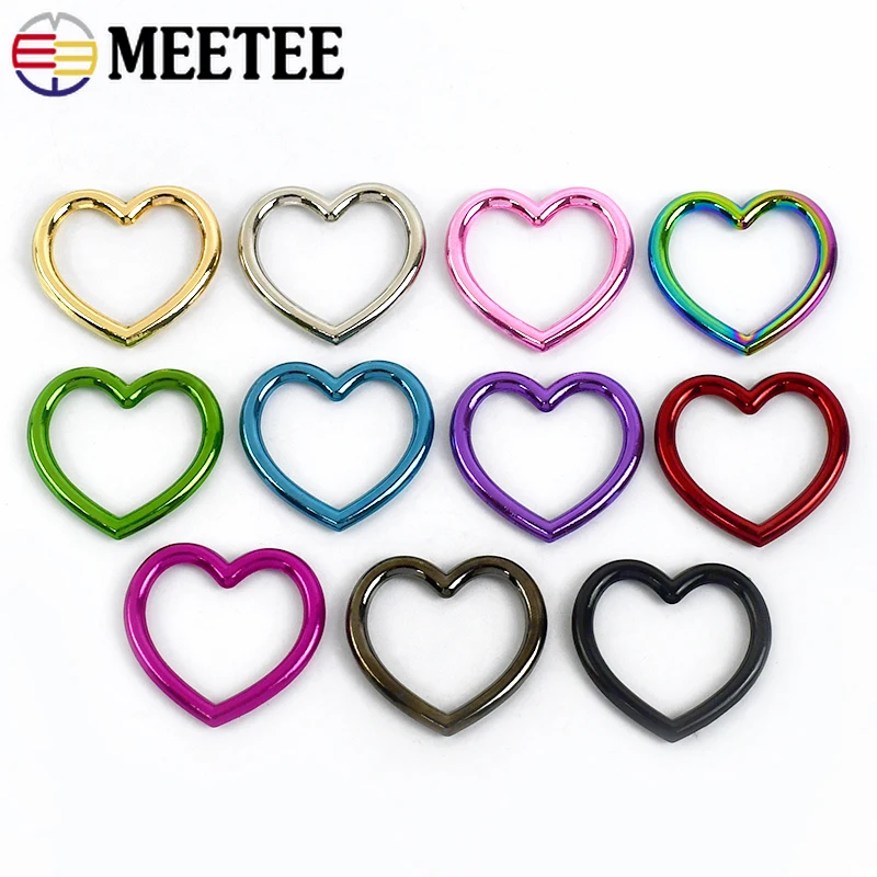 Meetee-Metal Heart Shaped Ring Buckle, Bag Strap Connector, Round Rings, Belt Shoes Hook, DIY Hardware Accessories, 28mm