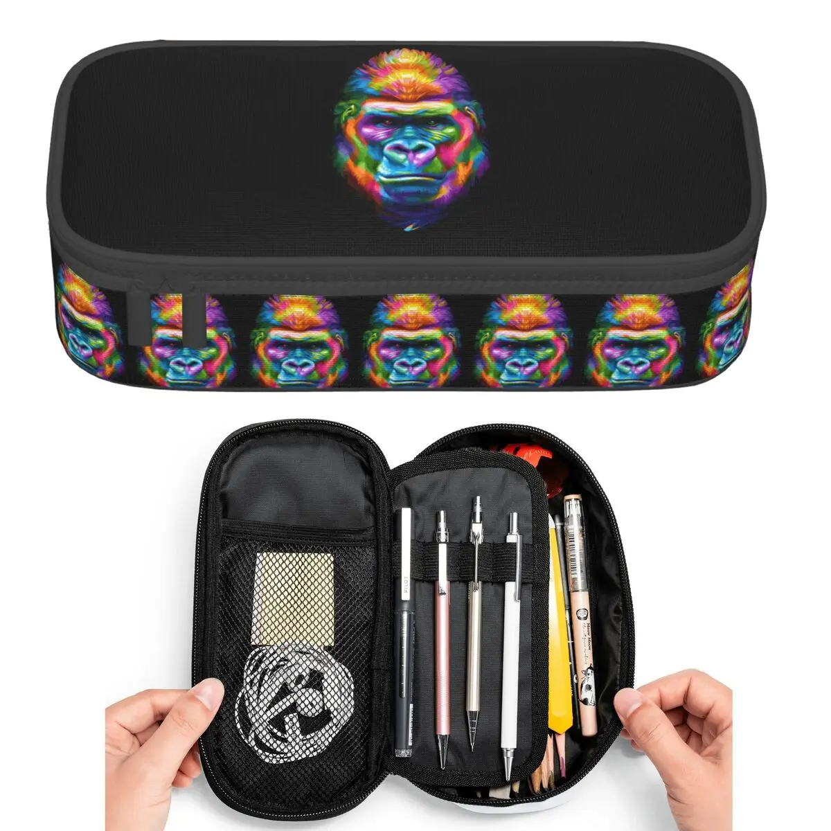 

Colorful Gorilla Face Print Pencil Cases for Students Pen Box Pencil Bag Large Storage Pencil Pouch Pen Holder