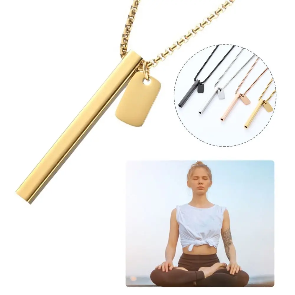 for Anxiety Relief Mindful Breathing Necklace Stress Relief Stainless Steel Mindful Anapana Breathing Necklace