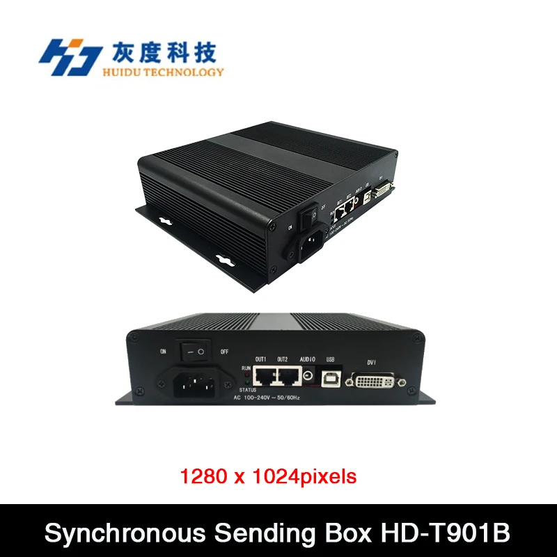 

Huidu Synchronous Full Color LED Sending Box HD-T901B Work with HD-R708,HD-R712,HD-R716, Support 1280 * 1024pixels,DVI Input