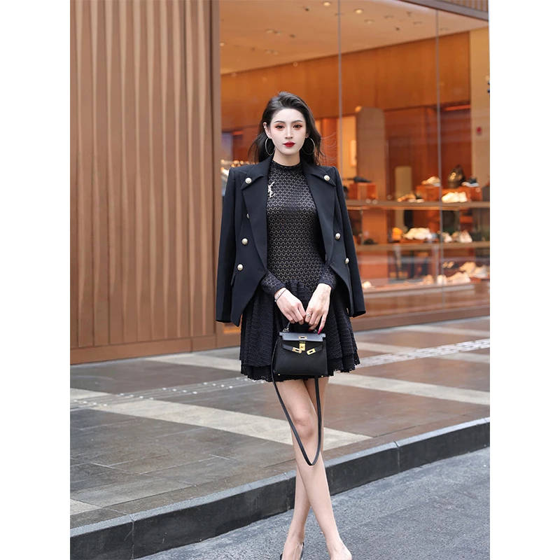 

Yukfei Original Luxury Acetate Tailored Jaet Ele Slim Fit Женская модная повседневная одежда или Двубортная длина