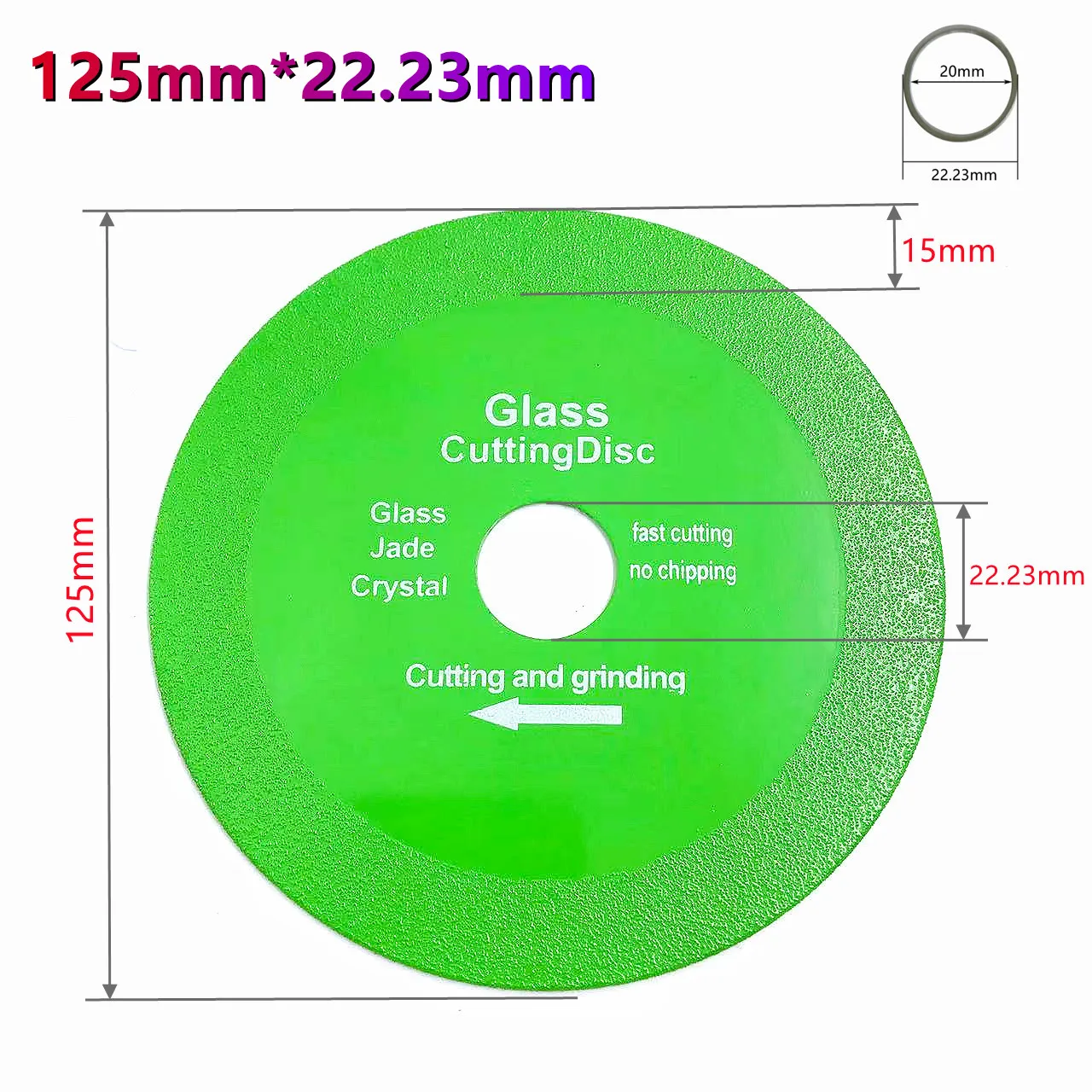 Diamond Marble Saw Blade, Disco De Corte De Vidro, Jade Crystal, Garrafas De Vinho Moagem, Ferramenta De Moagem, 100, 115, 125mm, 22.23mm