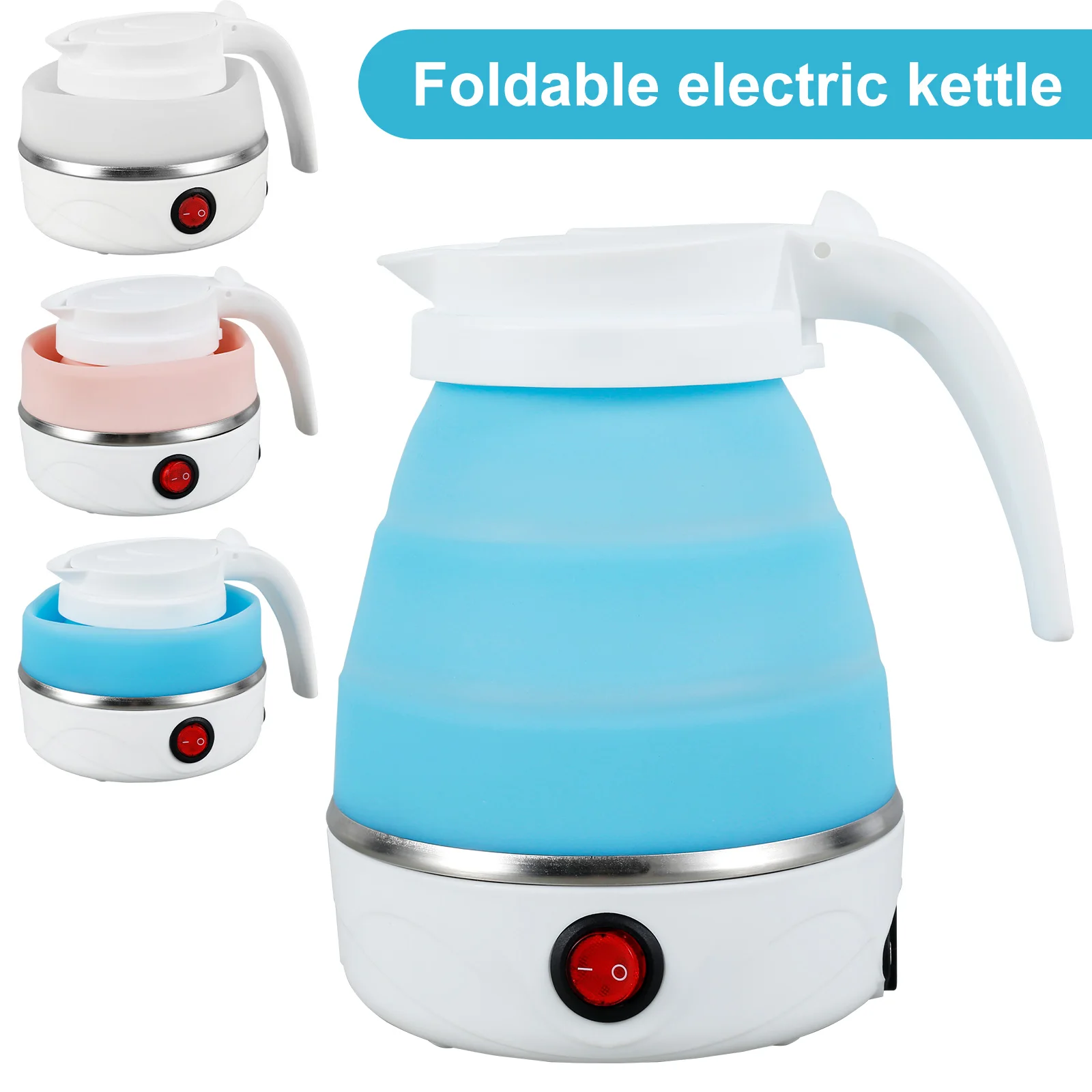 Mini Folding Kettle Portable Water Heater 600W Silicone Leakproof 600ml Compression Electric Kettle Travel Household Kettle