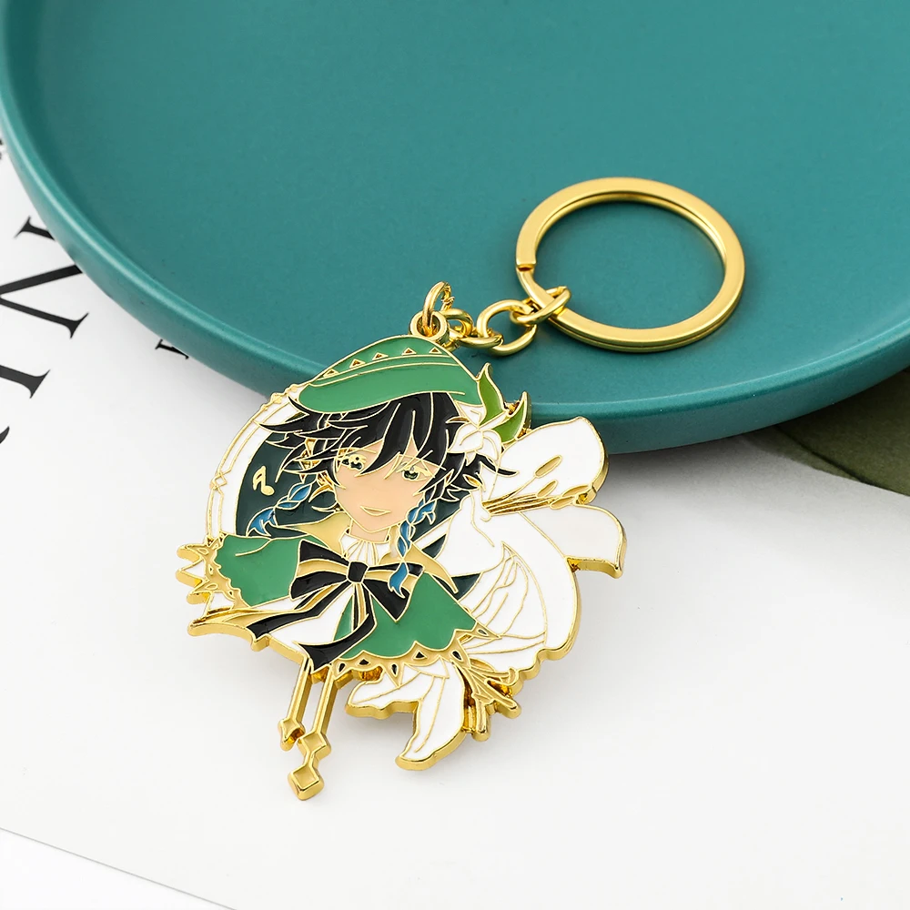 Game Genshin Impact Keychain Cute Anime Figure Venti Alloy Pendant Keyring Car Backpack Key Holder Jewelry Accessories Gifts image 6