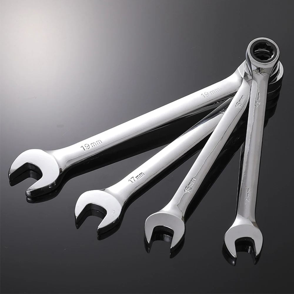 6mm~32mm Dual-purpose Torx Open Ratchet Wrench Chrome Vanadium Steel Multifunctional Quick Mirror Wrench Double-headed Tool