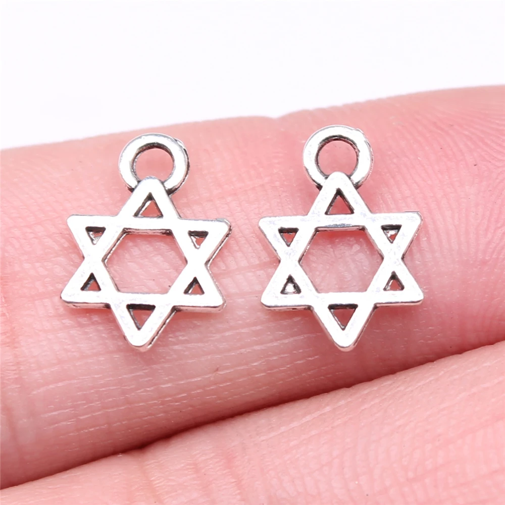 WYSIWYG 40pcs 13x10mm 3 Colors DIY For Bracelet Necklace Star Of David Charm Star Of David Pendant