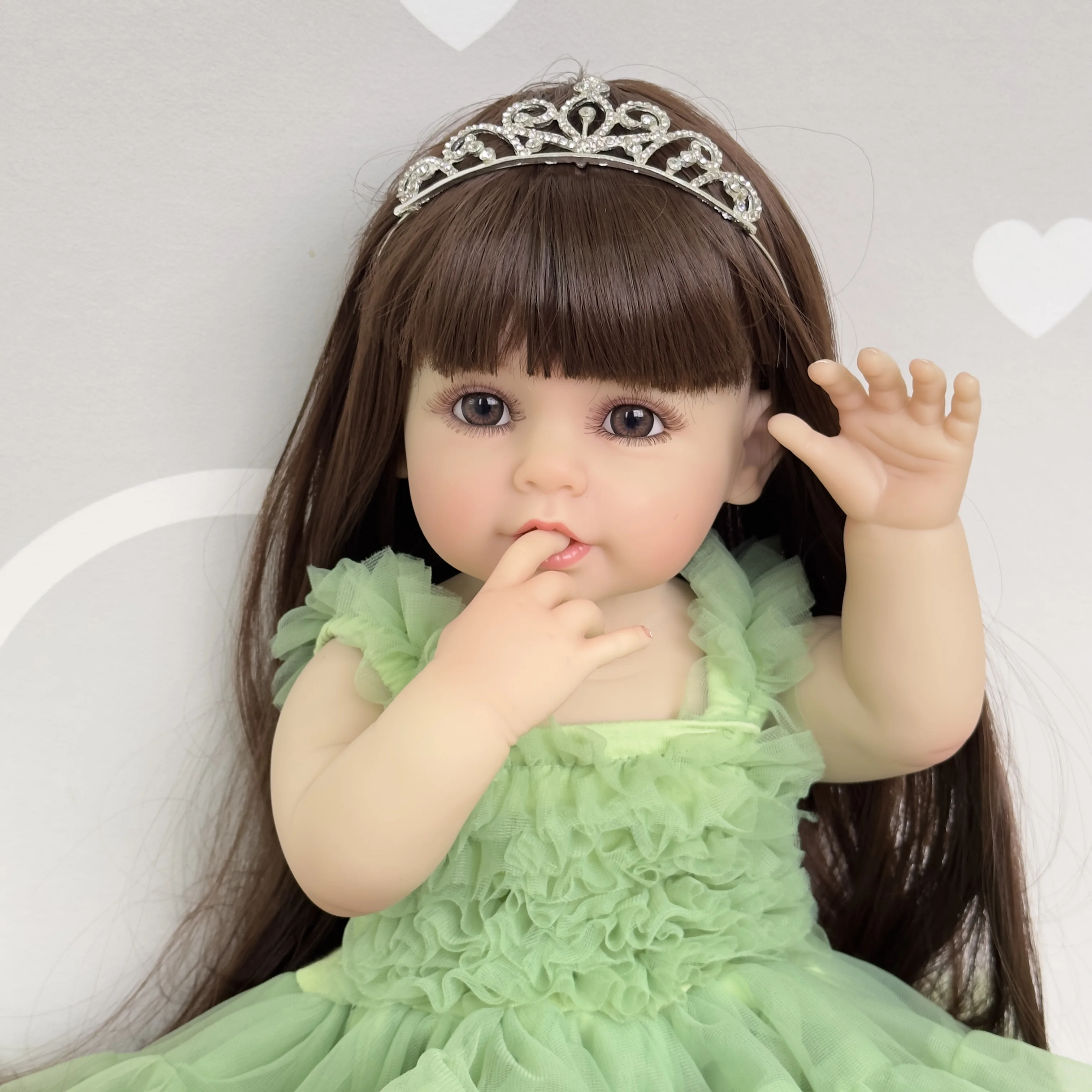 55cm full glue can enter the water and stand against the wall, simulation doll, cute family toy