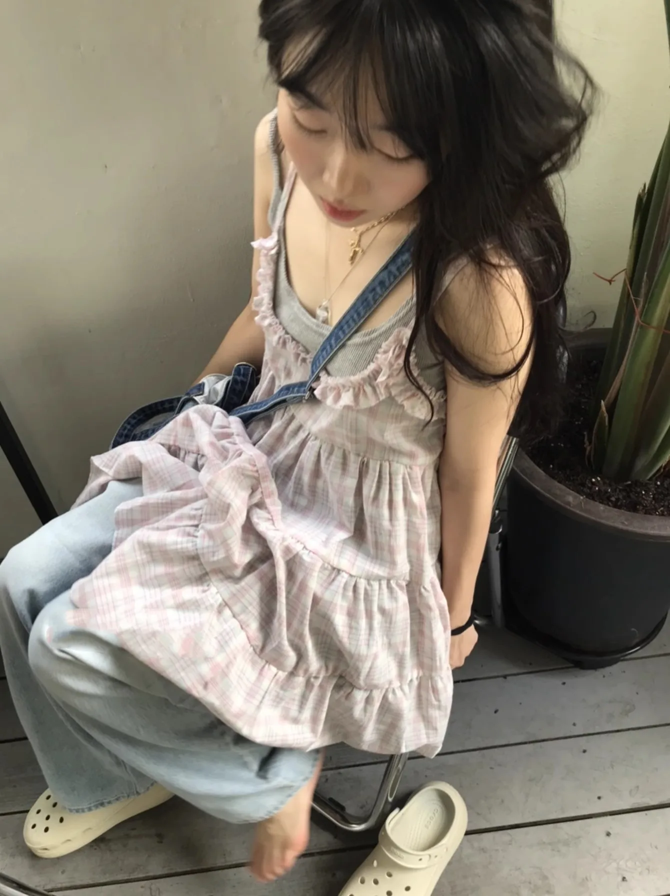 ชุดเดรสลายสก็อตพองฟู สายรัดระบาย สไตล์สาวหวานแนวสตรีท วินเทจ ชิ้นเดียว ทรงเข้ารูป สำหรับฤดูร้อน 2024