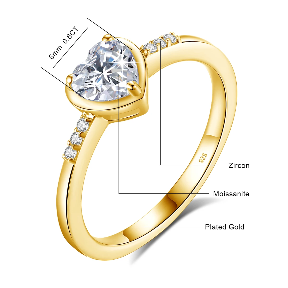Valentinstagsgeschenk Herzförmiger Moissanit-Ring mit Zertifikat Massives 925er Silber Hochzeit Ewigkeit Einzigartiger Schmuck für Frauen im Angebot – Detail 1