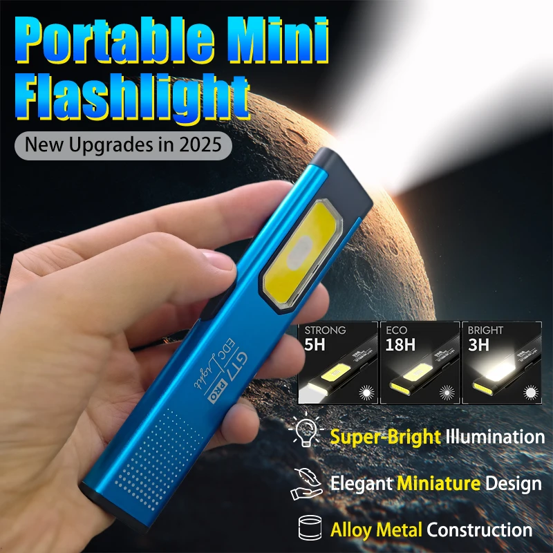 

Магнитная рабочая лампа 37 г, пять режимов освещения, сверхлегкая портативная клипса EDC, тактильный переключатель для технических ремонтных работ