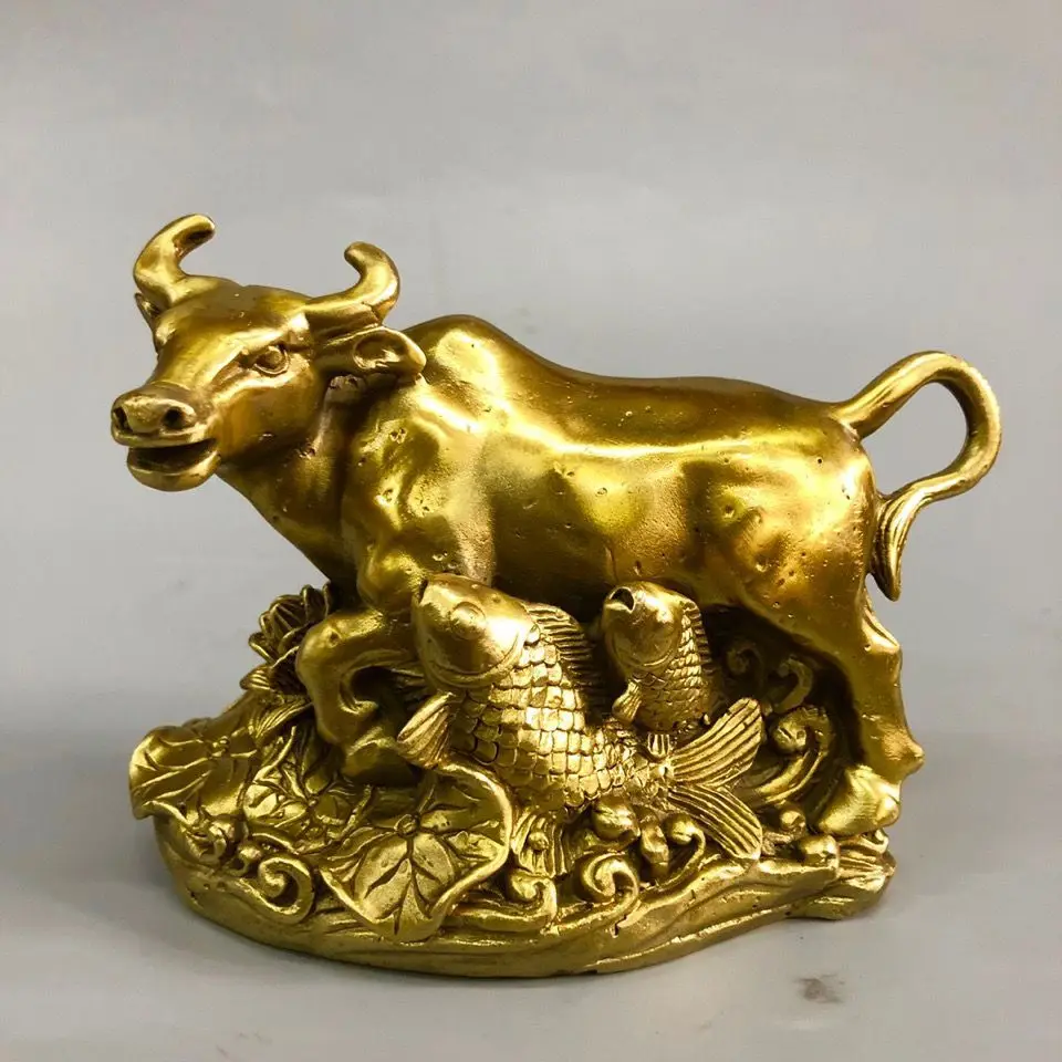 Good luck koi fish cow bull Statue Sculpture Figurines Home Garden Decoration Statues For House